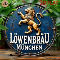 Vintažinis Lowenbrau Miuncheno alaus logotipas Metalinis skardinis ženklas Klasikinės vokiškos alaus daryklos Dekoratyvinė sieninė plokštelė Barui, vyrams skirtai erdvei, namų dekoravimui 20x30cm（7.8x11.8inch） black