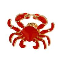 Artistic Sea Creature Brooch Alloy Lobster Crab Safety Lapel Pin For Jackets Blouses Hats Decoration red
