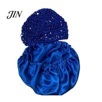 Satin Hair Bonnet for Curls Silk Shower Cap, with Breathable Mesh Top And Large Pocket Design, Soft Fabric Lock Moisture Reduce Frizz 2 in 1 Wrap Cap mėlyna