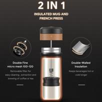 Stainless Steel French Press Coffee Maker Vacuum Insulated Insulated Travel Mug  Hiking