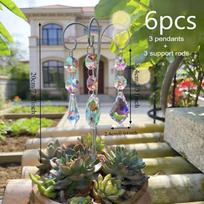 6Pcs/Set Reflective Crystal Prism Suncatchers Handmade Plant Stakes  Garden Decor 6Pcs/Set