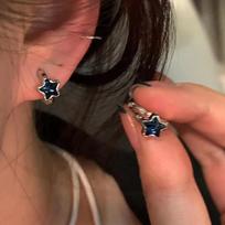 1 Pair  Trendy Shinning Pentagram Star Stud Hoop Earrings For Women Girls Simple Cute Sweet Vintage Earrings Piercing Jewelry