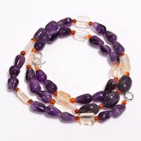 Natural Amethyst Citrine Carnelian Mix Shape Beads Necklace 3-11 mm 18  UB-8353 UB-8353