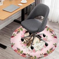 1pc Horse Floral Round Chair mat office Area Rug - Non-Slip, Floor Mat for Office, Bedroom, and Indoor Decor p127230 80cm by 80cm