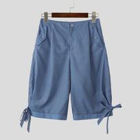 INCERUN Men Zip-up Plaid Print Casual Baggy Cropped Pants Trousers S ruda