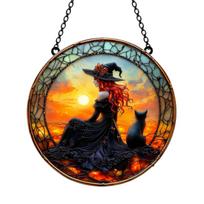 Halloween Suncatcher Stained Glass Window Decoration for Decor One Size