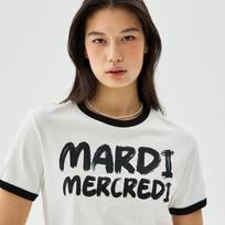 [mardimercredi] Slim Ringer T-shirt Brush Logo F