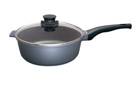 Fuji Enamel Westfalia IH with Glass Sauté Pan, 24cm, Black, Compatible, Lid, WF-24SP juoda