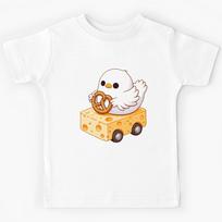 Duckling Riding Cheese Car with Pretzel Kids T-Shirt 110