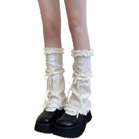 Sweet Leg Warmers Knitted Flared Leg Covers Baggy Cuff Ankle Heap Socks Bows Ruffle Trim Knee Highs Leg Sleeve Socks balta
