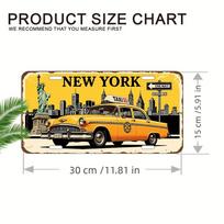 D Flat PC Vintažinis NYC taksi numerio rėmelis Dangtelis Retro Niujorko taksi Sunkios konstrukcijos geležinė konstrukcija x c 15x30cm(5.9x7.8inch)