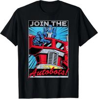 Transformers Optimus Prime Join The Autobots Retro Poster 100% Cotton T-shirt Mens Tees Top 4XL