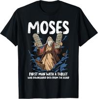 Juokingi moteriški Mozės marškinėliai Krikščioniškas humoras Biblija Evangelija Duomenų debesies spaudinys Unisex medvilninis vasaros viršus Šaunus kvėpuojantis laisvalaikio Shi... S įvairiaspalvis
