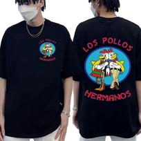 TV serialas „Ryto takas“ Los Pollos Hermanos Dvipusis spaudinys Marškinėliai Juokingi Vištienos Broliai Vyriškas Moteriškas Marškinėlis Streetwear S juoda