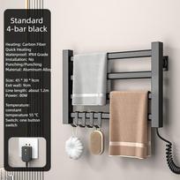 90° Intelligent Heating Drying Rack Bathroom Aluminum Alloy Towel Storage Rack Foldable Electric Towel Rack 45x30 Black