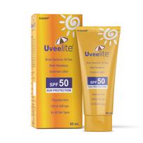 Uveelite Sunscreen SPF 50 Lotion 60ml | Broad Spectrum, Non Sticky, Oil Free, Water Resistance, Light Weight & Absorbing | Protects From UVA & UVB
