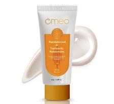 OMEO Sandalwood & Turmeric Sunscreen SPF 50 PA++++ For Oily, Dry & Acne Prone Skin | Broad-Spectrum Protection from Harmful UVA & UVB Rays | Ultra
