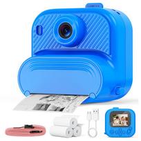 DIY Instant Print Camera 48MP Toddler Camera Instantanea 1080P HD Kids Camera Ages 3-12 Toy Cameras Christmas Gifts for Kids mėlyna