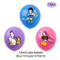 Kpop Demono Medžiotojų Tematikos Gimtadienio Dekoracijų Rinkinys Su Vėliavėle, Balionais Ir Fonu Šventėms 12pcs Balloon blue