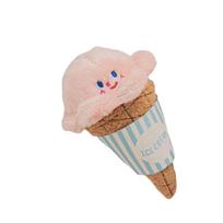 Cute Ice-Cream Shape Plush Dog Chew Toy with Interactive Smell Slow Food Search & Vocal Hidden Treat Features (Pink,6*13cm)