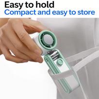 Folding Handheld Fan Neck Worn Fan with Ice Cooling Fan With Extended Runtime Green white