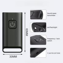 Mini Ultrasonic Dog Deterrent Portable Bark Stopper Dog Trainer Repeller With LED Light Rechargeable For Outdoor Use (Black,30mm x 20mm x 60mm) juoda