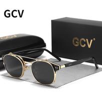 GCV Double Layer Removable Lens Sunglasses The Blu-Ray Glasses Acetate Gothic Retro Steampunk Polarized Men Women Sunglesses Other