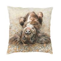 Custom English Springer Spaniel Cushion Cover Sofa Living Room Square Throw Pillow Case 45X45Cm Peach skin 18*18(CM)-1Pcs