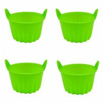 4Pcs Easy-To-Clean Silicone Baking Molds Non-Stick Muffin Cups Colorful Cake Cup  For Steaming žalia