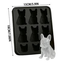 Whiskey Ice Mold Silicone Novelty French Bulldog Ice Mold 9-Grids Easy Release Food Grade Drink Iceblock Maker For Making Drink
