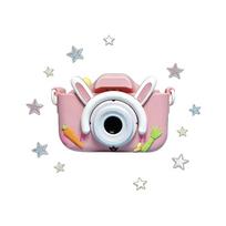 1080P Kids Digital Camera Cute Rabbit Cartoon Shell Built-in Fun Filters Mini Portable Children Camera Toy Birthday Gift rožinė