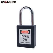 OSHA Compliant QVAND M-G38 Loto Locks 38mm PA66 Nylon & Steel Shackle Lockout Tagout Padlock Keyed Alike Safety Lock (Black,Steel shackle&KD&steel & nylon) juoda