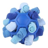 Durable Modern Cute Plush Dog Snuffle Ball Shaker Interactive Chew Toy Encourages Natural Foraging Skills (Blue,14*14*14cm) mėlyna