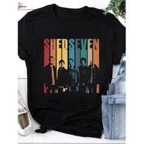 Shed Seven Band Logo Vintage T-Shirt - 1990s Retro Britpop Music Tee, Short Sleeve Round Neck Casual Top for Rock Band Fans, Gift for Musicians & S juoda
