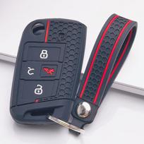 Anti Slip Car Key Protector for Skoda Octavia A7 Seat Leon 3 Ibiza Arona Ateca with Keychain Honeycomb Texture Anti Scratch Car Remote Key Sleeve juoda