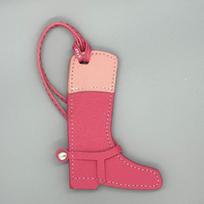 Color-Block Leather Boot Charm Handcrafted Premium Quality Bag Keychain Pendant for Everyday Wear Decor rožinė raudona spalva