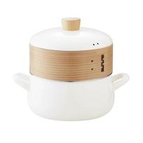 Fuji Enamelware Steamer Suitable for Direct Heat and Induction Pot, 20cm, White, Steaming, Cooktops. balta