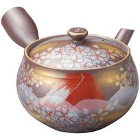 Banko ware teapot capacity 350ml 2 New Kame Red Fuji Made in Japan 16635  Kutani painting  2-person approx. No. auksas