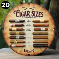 D Flat pc Vintage Cigar Sizes Chart Metal Plaque  TobaccoThemed Retro Decor Featuring Robusto Toro Churchill Suitable fo 20x20cm(8x8inch)