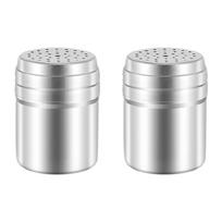 Pack of 2 Stainless Steel Powdered Sugar Shaker Portable Seasoning Container for Barbecue Camping Picnics use