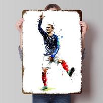Antoine Griezmann France Printed Poster Customized Wall Art Retro Vintage Metal Tin Signs for Home Gaming Decoration Room House 20x30cm（7.8x11.8inch）