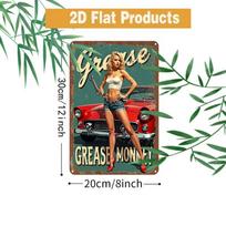 Vintage Style Iron Tin Sign Retro Grease Monkey PinUp Wall Art Decor Metal Plaque Garage Man Cave Decoration Mothers Day 20x30cm（7.8x11.8inch）