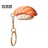 Sushi Keychain Pendant, Simulated Salmon Stress Relief Toy with Hanging Ball Chain, 3D Printed Food Ornament for Backpack School Bag Rebound A