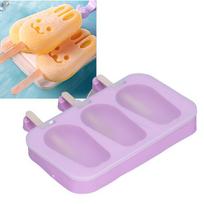 2 pcs Easy Release Silicone Ice Cream Mold 3 Grid Frozen Treat Maker Homemade Popsicle Mold  DIY