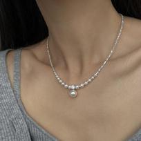 Silver Pearl CZ Crystal Choker Necklace – Dainty Sparkle Chain Elegant Jewelry, Wedding/Party Gift for Women sidabras
