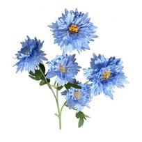 Yousheng 5 Heads Artificial Chrysanthemums Flowers Fake Mums Flower Bouquets with Stem Faux Silk Floral Arrangements for Vase DIY Wedding Centerpiece mėlyna