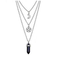 Fashion Pentagram Star Chakra Stones Pendant Necklace for Women Supernatural Vintage Jewelry Wicca Witchcraft Choker Goth Satan