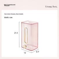 EACHY Wall-Mounted Facial Tissue Dispenser, Toilet Paper Holder, No Drilling Required, Soft And Translucent Pink