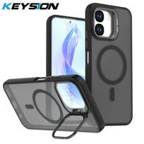 KEYSION Lens Stand Magnetic Phone Case for MagSafe for OPPO A6x 5G A6 A6t Pro 4G A6s 5G Matte Translucent Shockproof Back Cover for OPPO A6x 4G 5G juoda