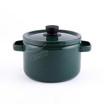 Fuji Enamel Deep Casserole 22cm Solid Green IH Compatible Deep Casserole SD22DW.CG žalia
